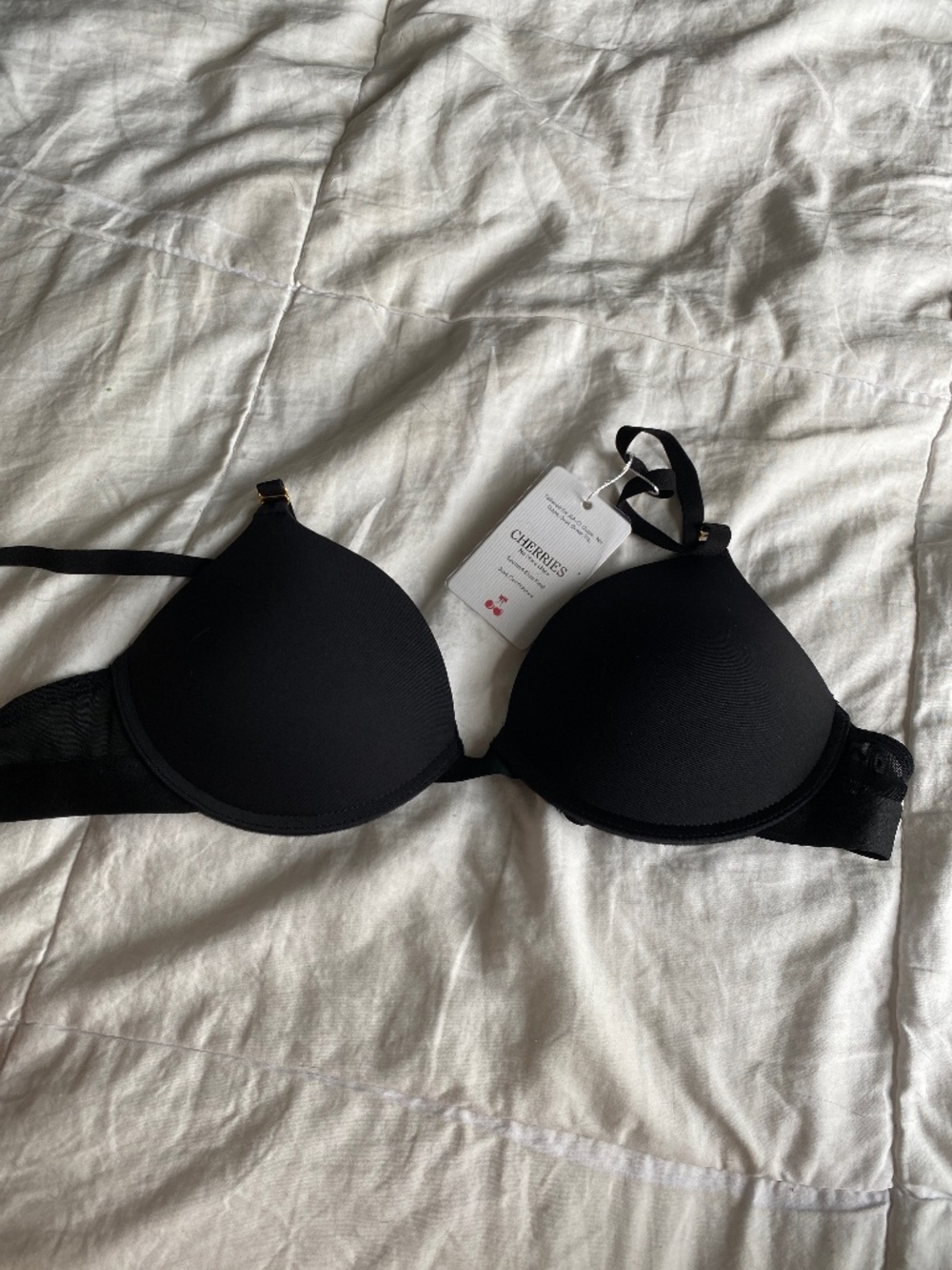 Cherries black push up bra